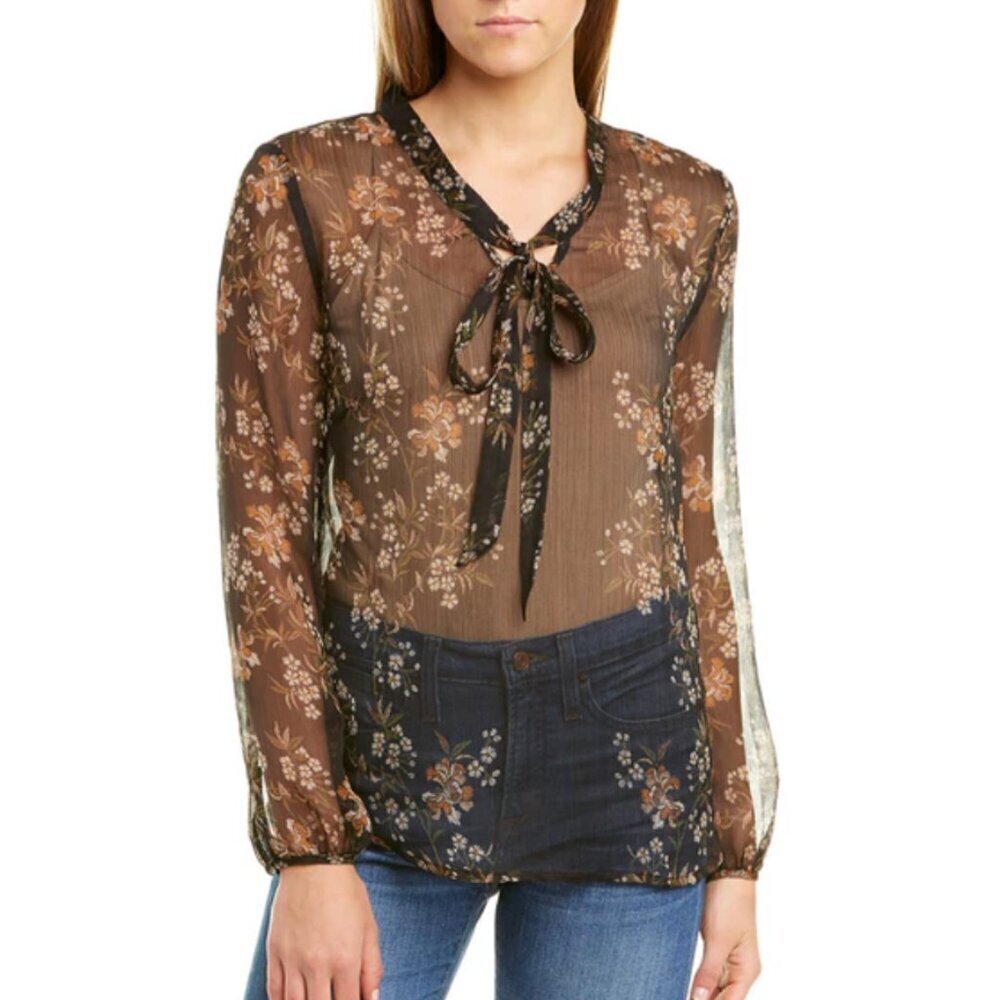 NEW Tart Sheer Black Floral Blouse Top XS